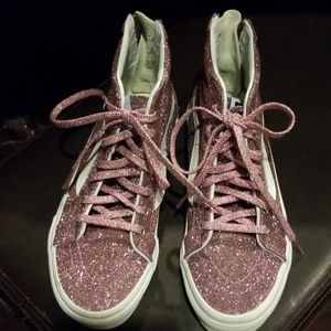 Girls Van's Hightop Glitter Purple Pink size 2